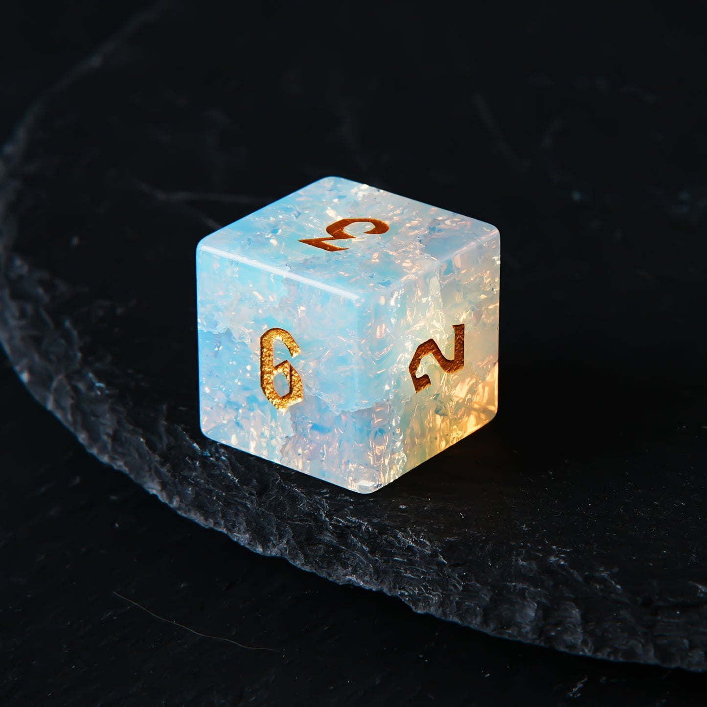 Celestial Aura • 7-Piece Gemstone Dice Set