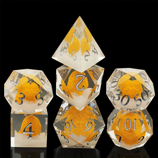 Citrine Gleam • 7-Piece Resin Dice Set