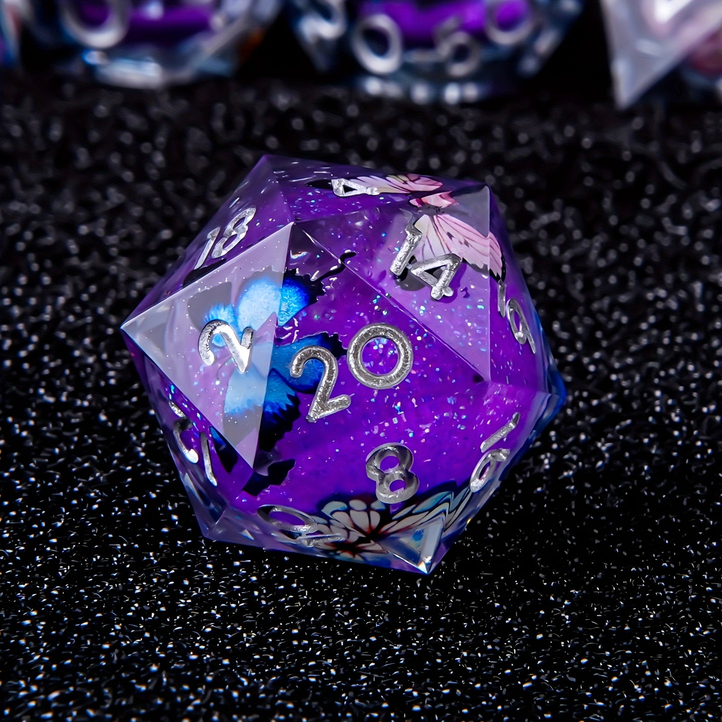 Violet Flutter • 7-Piece Liquid Core Dice Set