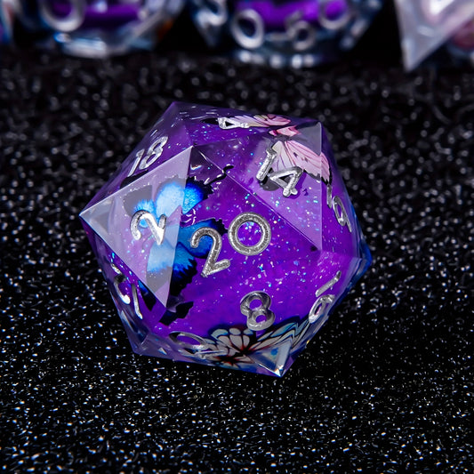 Violet Flutter • 7-Piece Liquid Core Dice Set