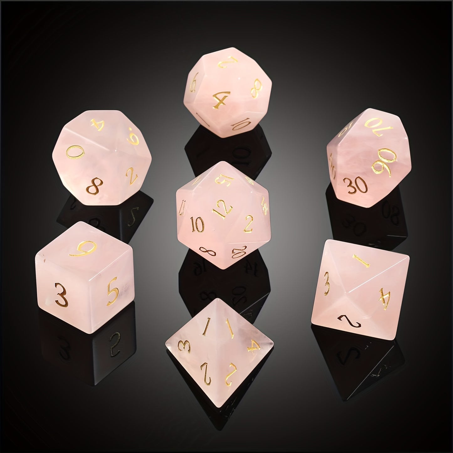 Crystal Heart • 7-Piece Liquid Core Dice Set