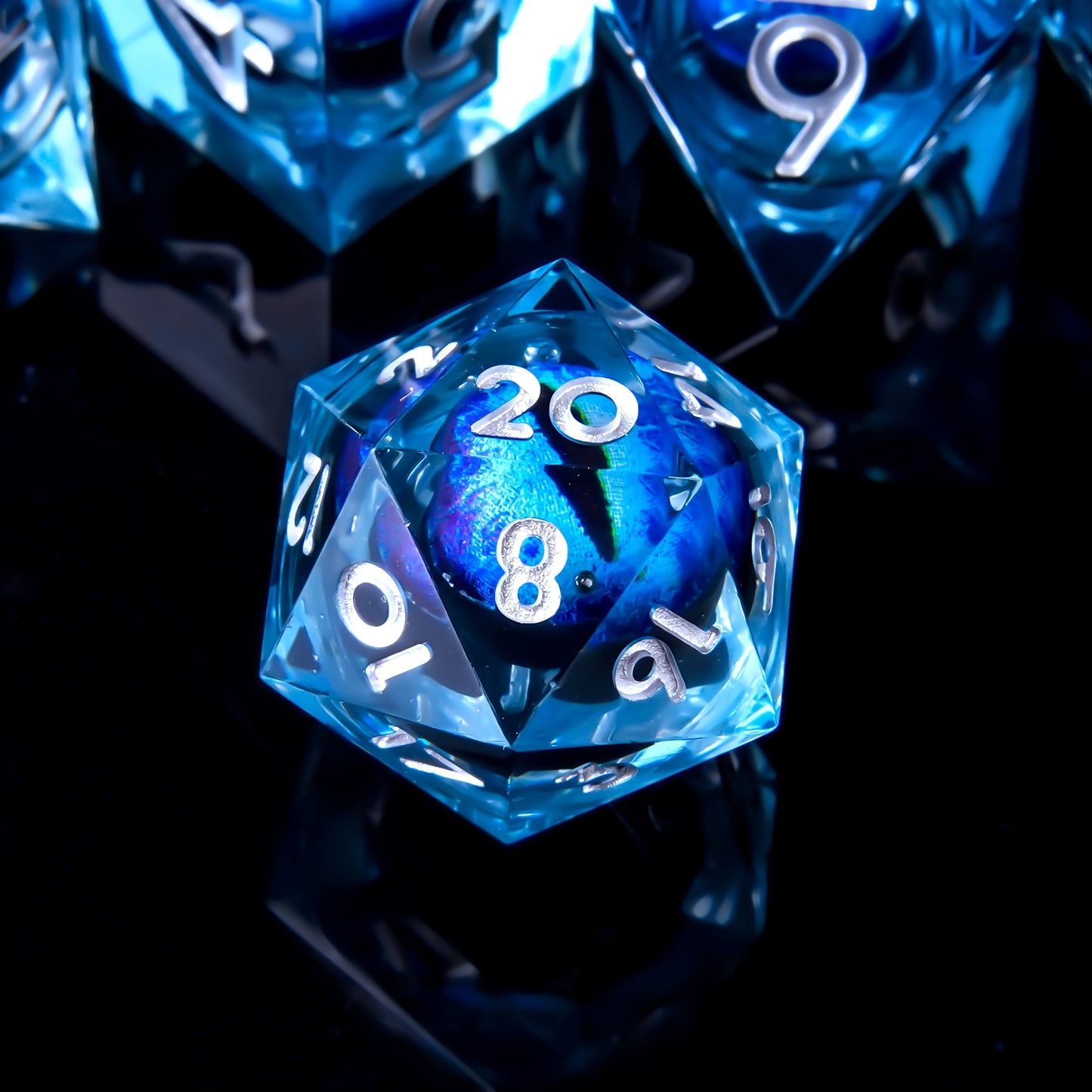 Draconic Azure • 7-Piece Liquid Core Dice Set