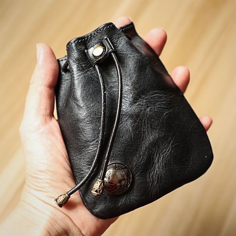 Pouch of Holding • Black Leather Dice Bag