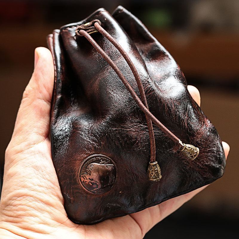 Pouch of Holding • Umber Leather Dice Bag