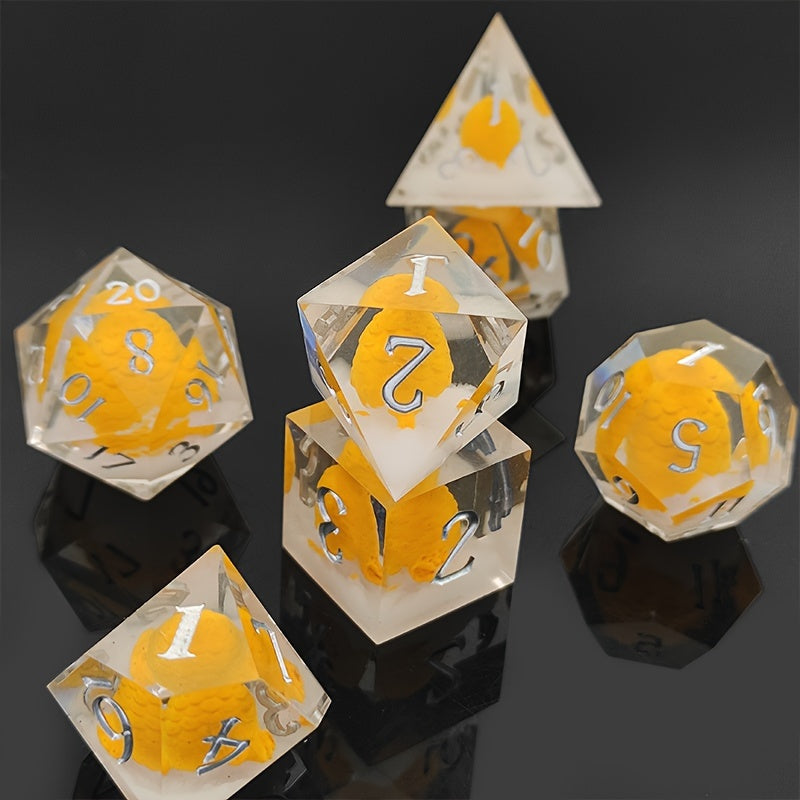 Citrine Gleam • 7-Piece Resin Dice Set