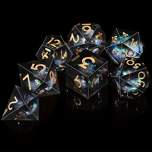 Cosmic Drift • 7-Piece Liquid Core Dice Set