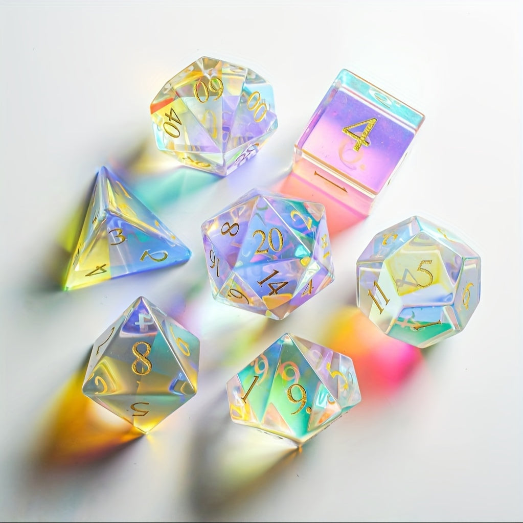 Prism’s Edge • 7-Piece Glass Dice Set