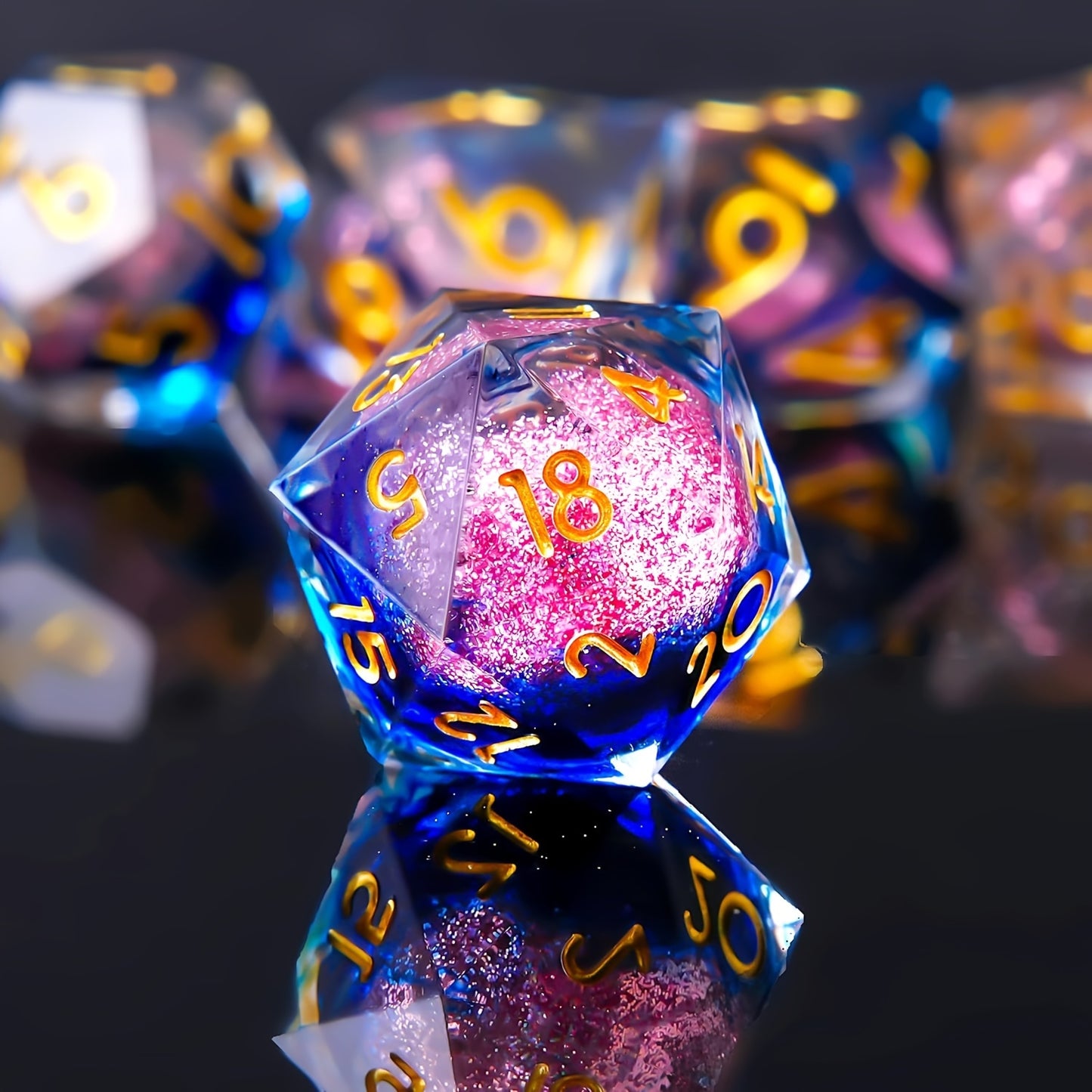 Aurora Bloom • 7-Piece Liquid Core Dice Set