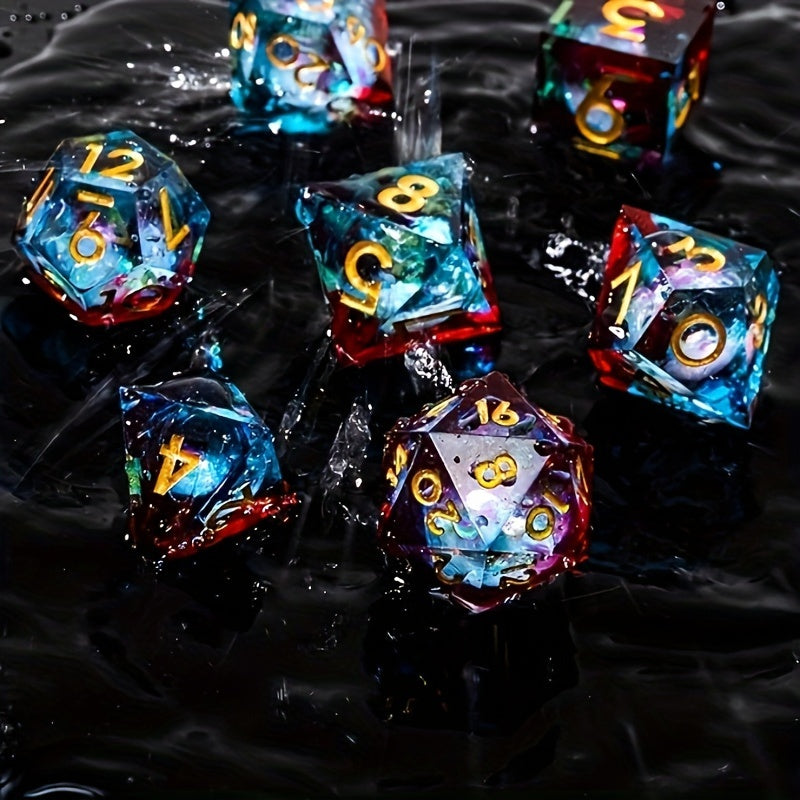 Electric Blossom • 7-Piece Liquid Core Dice Set