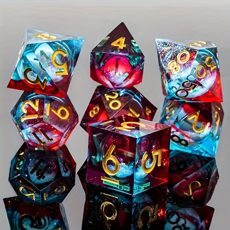 Electric Blossom • 7-Piece Liquid Core Dice Set