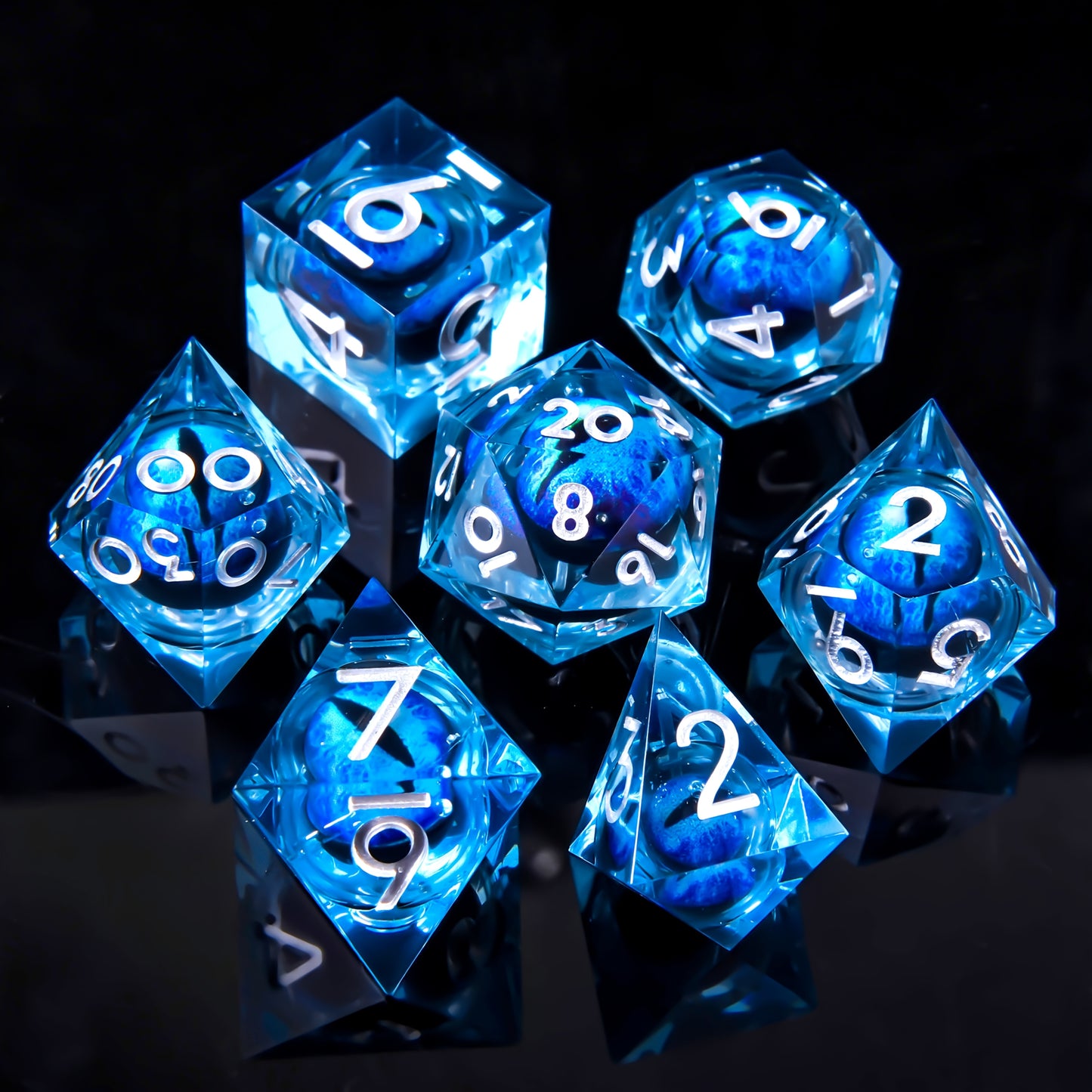 Draconic Azure • 7-Piece Liquid Core Dice Set