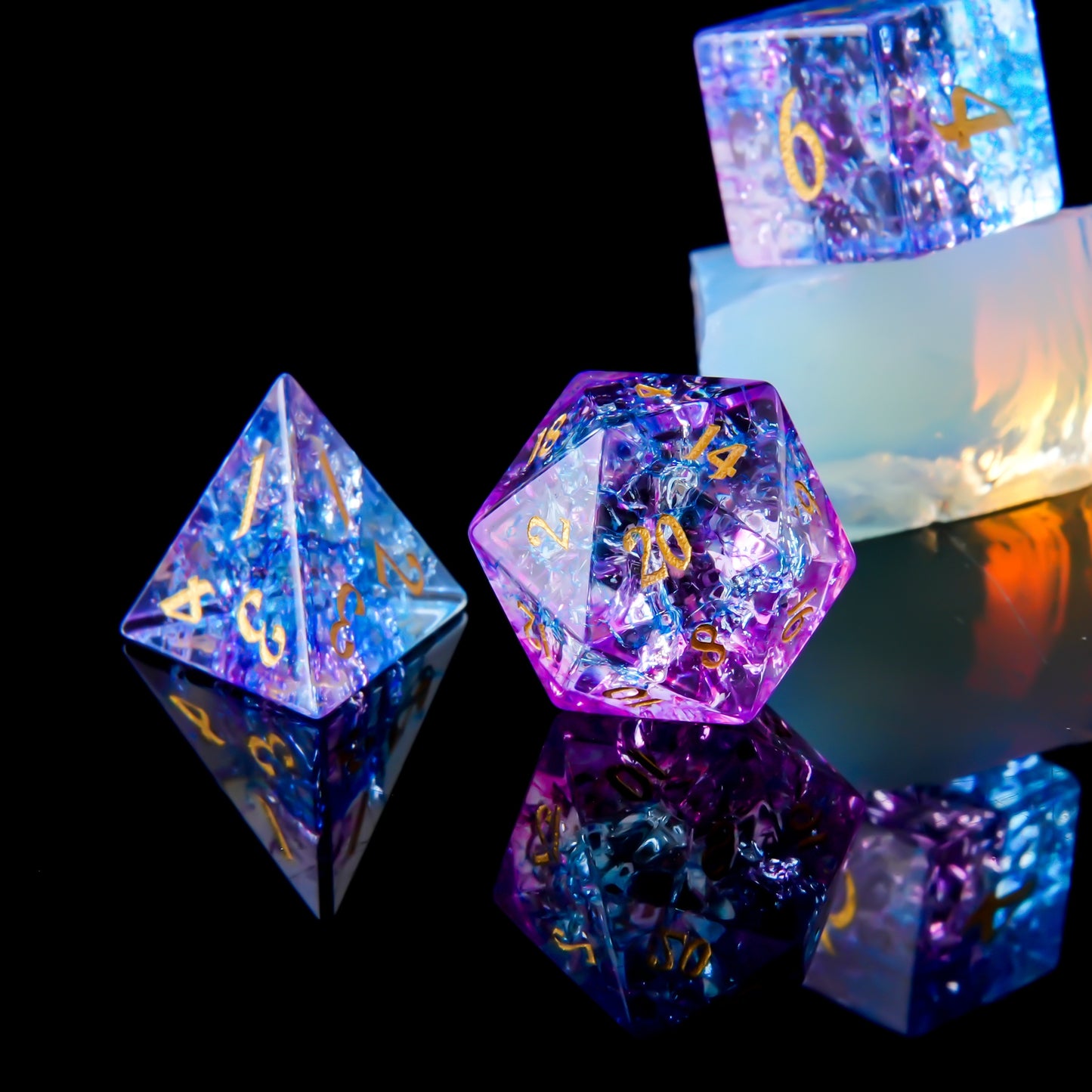 Mystic Crystals • 7-Piece Glass Dice Set