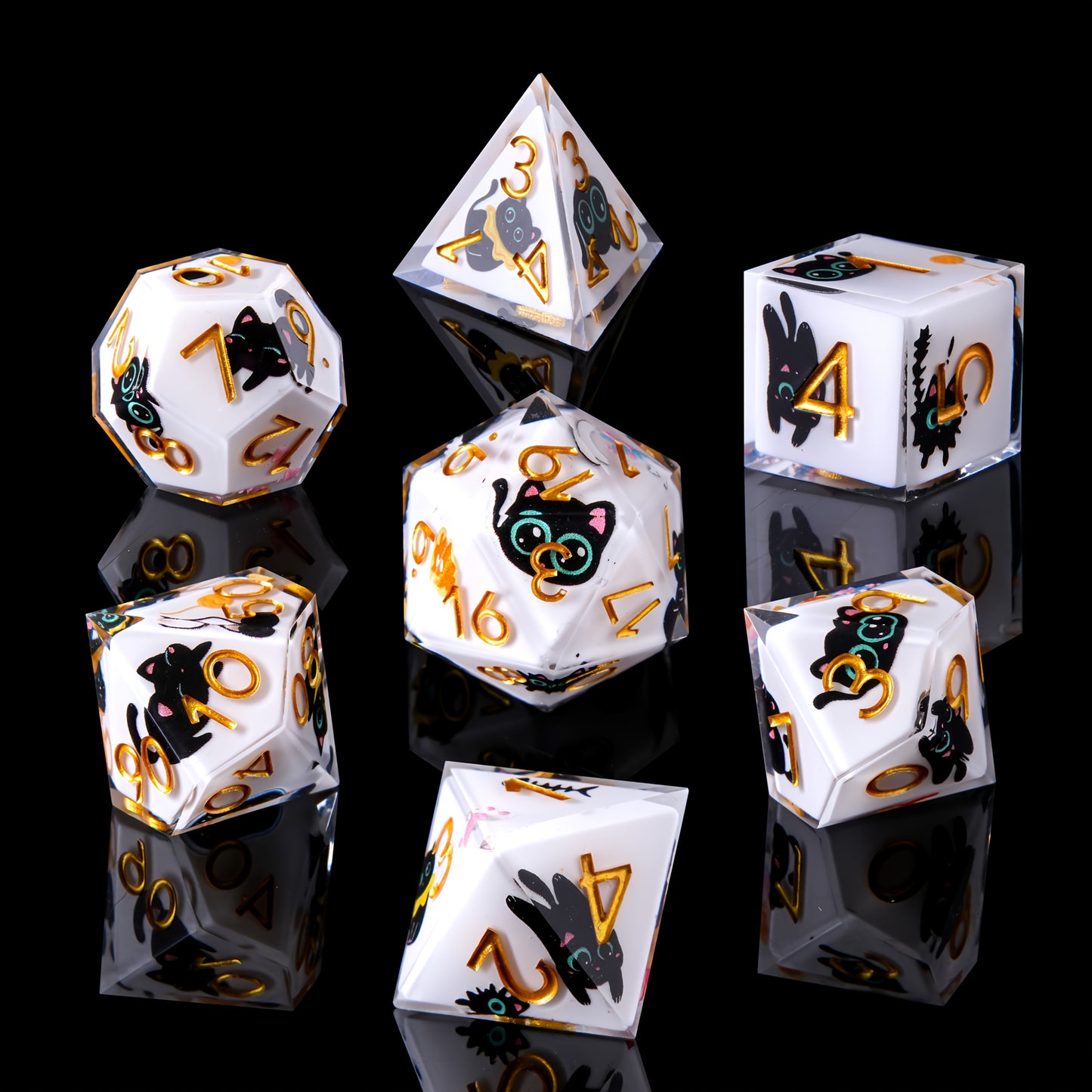 Feline Fortune • 7-Piece Resin Dice Set