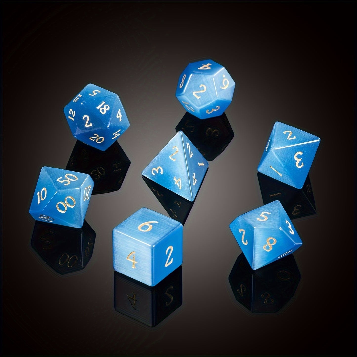 Tidecaller’s Crystal • 7-Piece Gemstone Dice Set