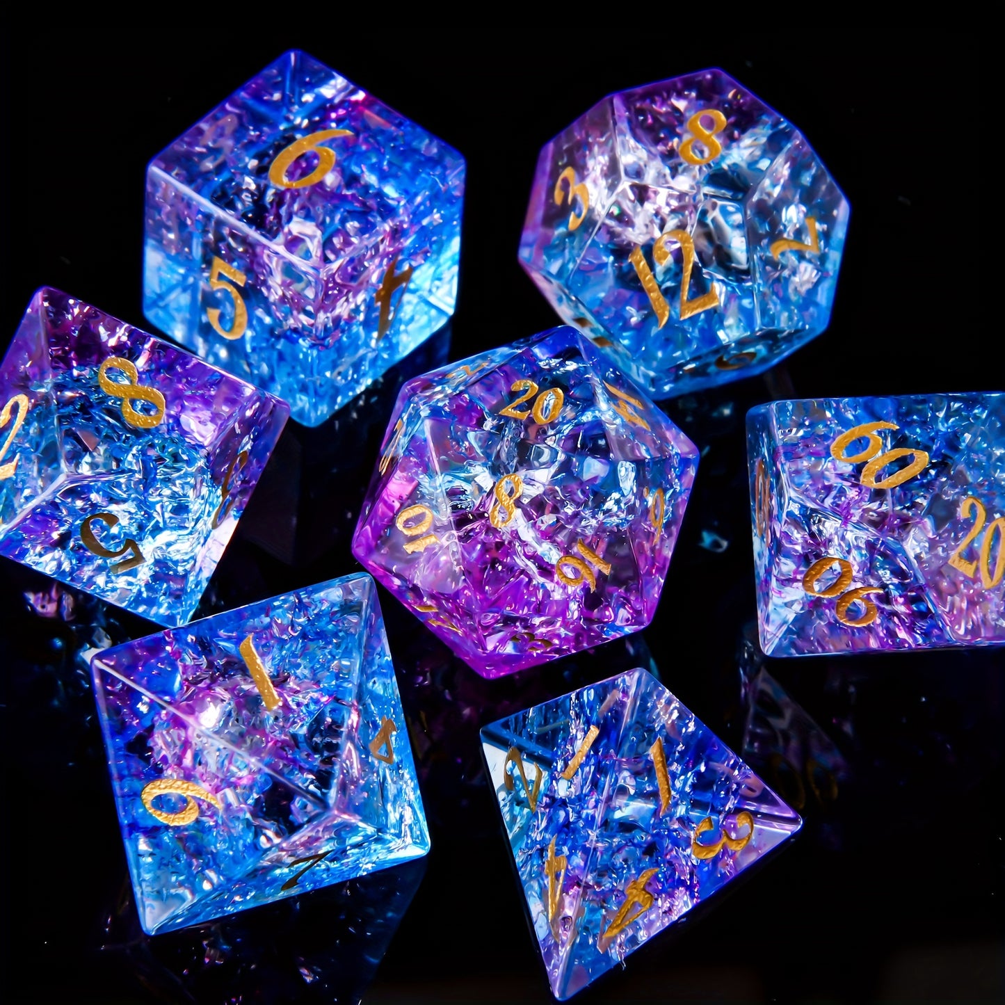 Mystic Crystals • 7-Piece Glass Dice Set