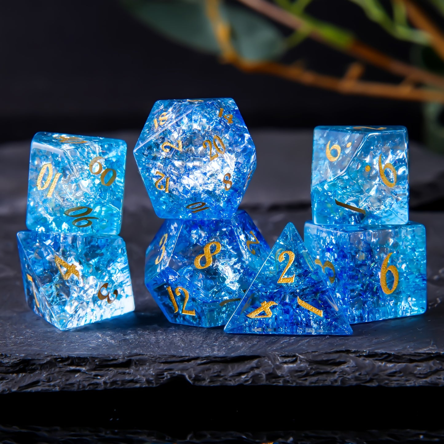 Frozen Nebula • 7-Piece Glass Dice Set