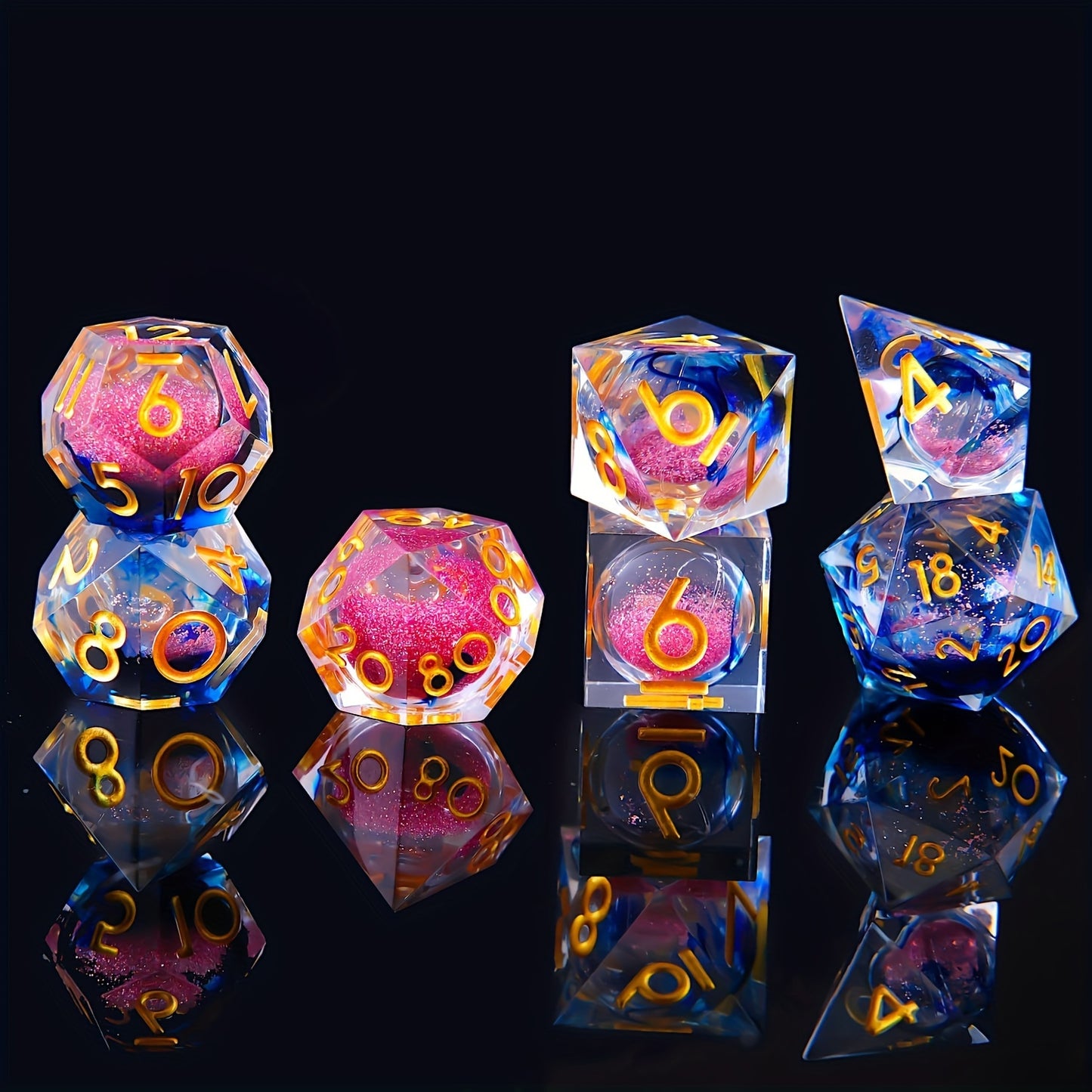 Aurora Bloom • 7-Piece Liquid Core Dice Set