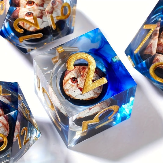 Lunar Feline • 7-Piece Liquid Core Dice Set