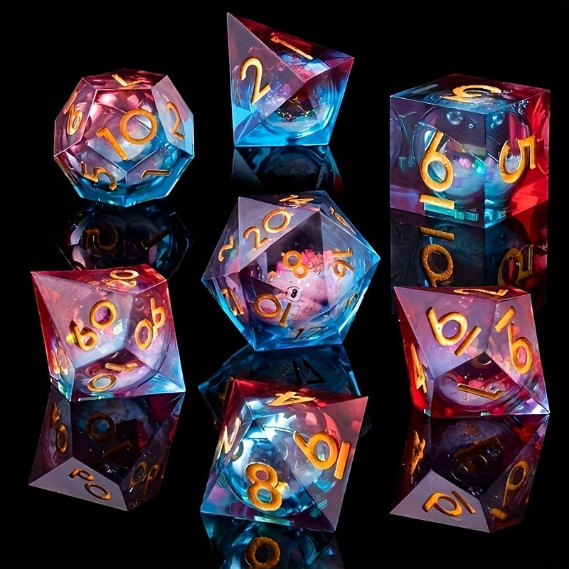 Electric Blossom • 7-Piece Liquid Core Dice Set