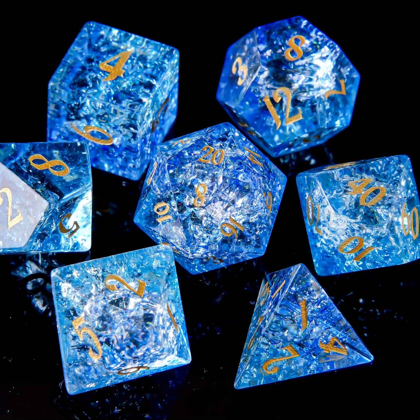 Frozen Nebula • 7-Piece Glass Dice Set