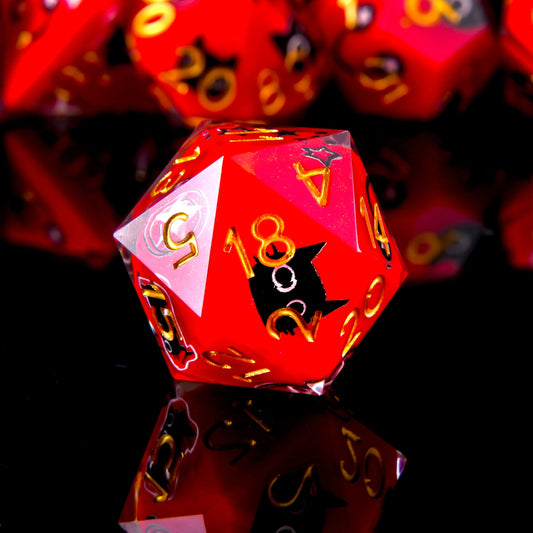 Red Demon Kitty • 7-Piece Resin Dice Set