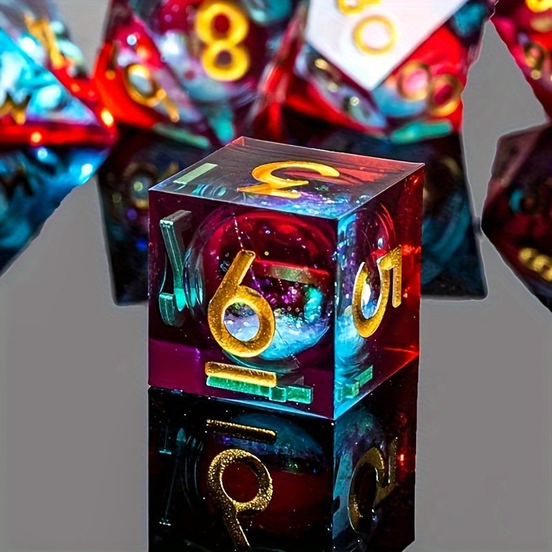 Electric Blossom • 7-Piece Liquid Core Dice Set