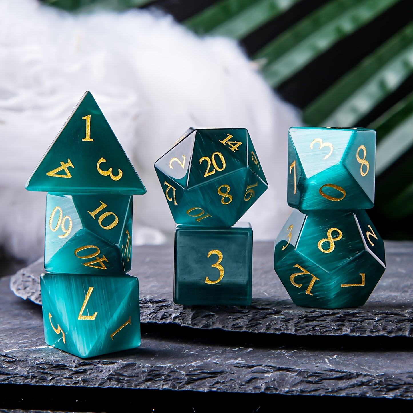 Forest Whisper • 7-Piece Gemstone Dice Set