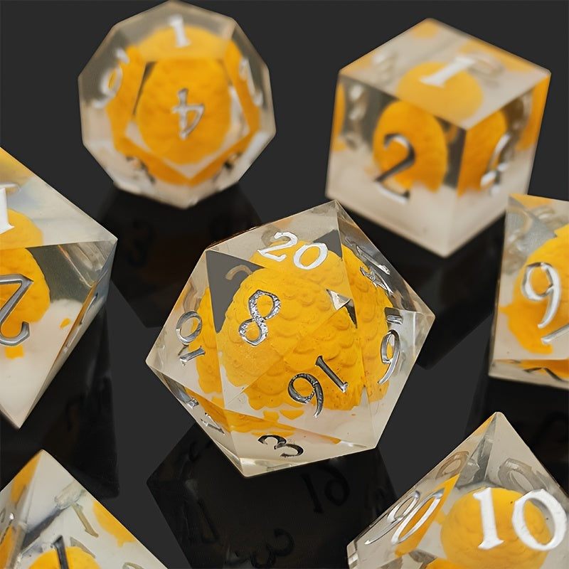 Citrine Gleam • 7-Piece Resin Dice Set