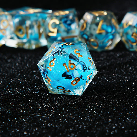 Azure Sparkle • 7-Piece Liquid Core Dice Set