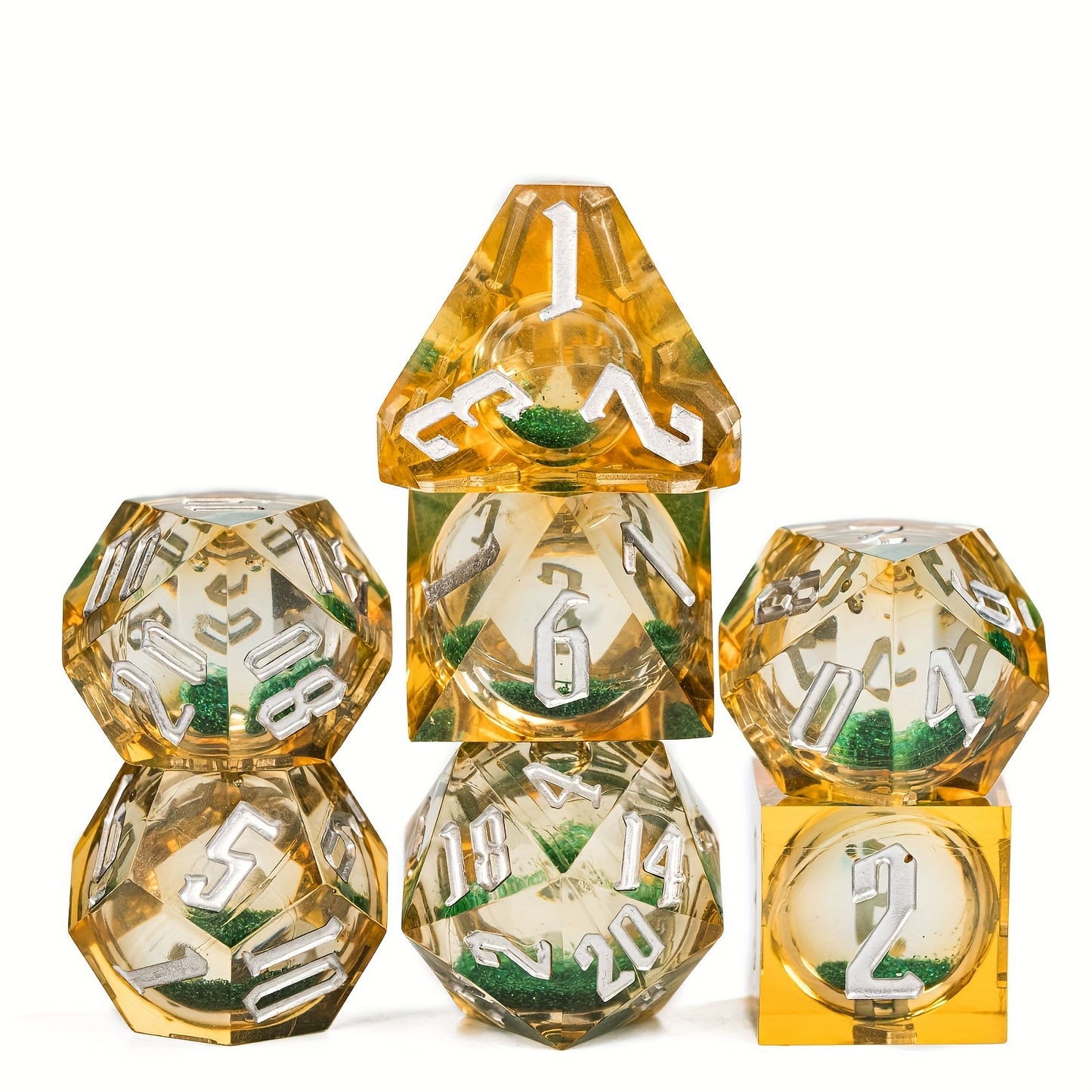 Verdant Gold • 7-Piece Liquid Core Dice Set