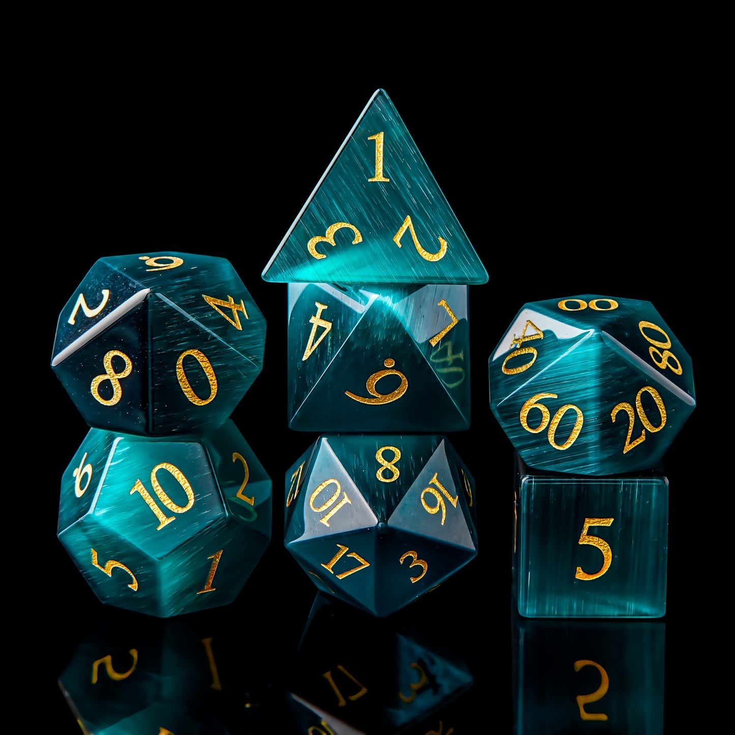 Forest Whisper • 7-Piece Gemstone Dice Set