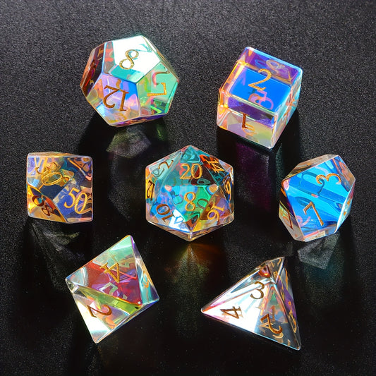 Prism’s Edge • 7-Piece Glass Dice Set