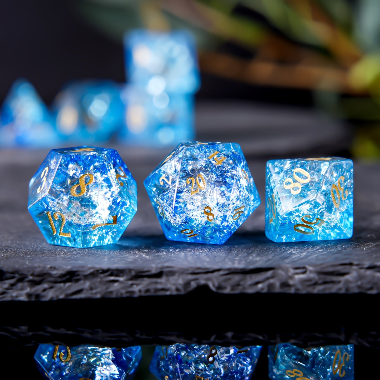 Frozen Nebula • 7-Piece Glass Dice Set