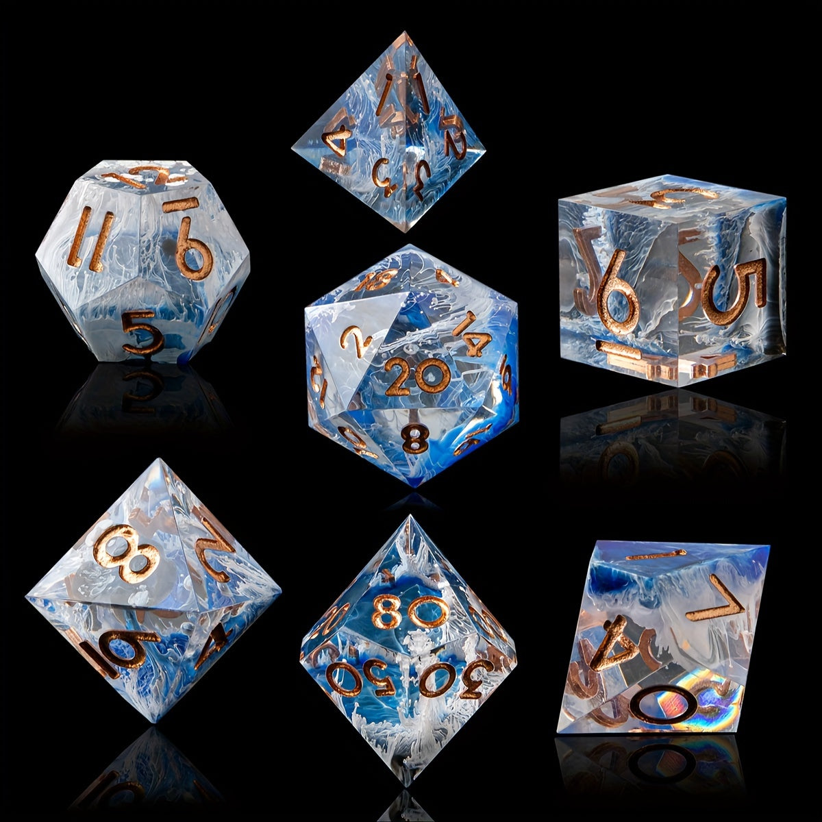 Starlit Meadow • 7-Piece Resin Dice Set