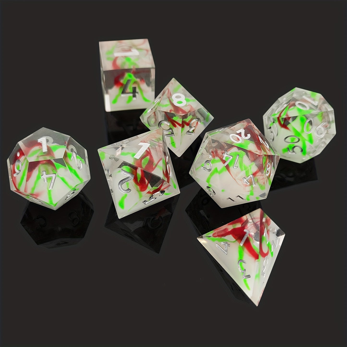 Festive Ember • 7-Piece Resin Dice Set