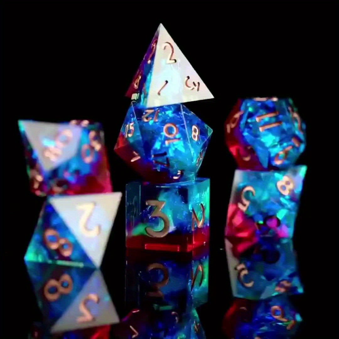 Sapphire Flame  7-Piece Resin Dice Set