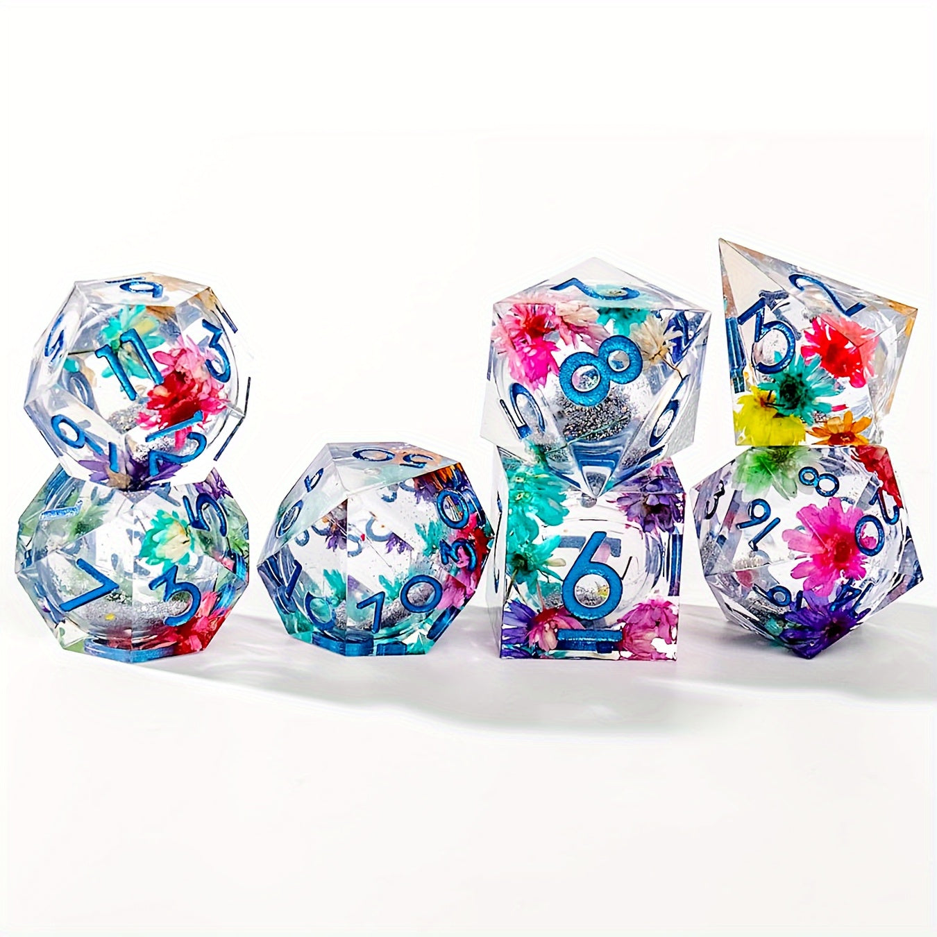 Floral Harmony • 7-Piece Liquid Core Dice Set