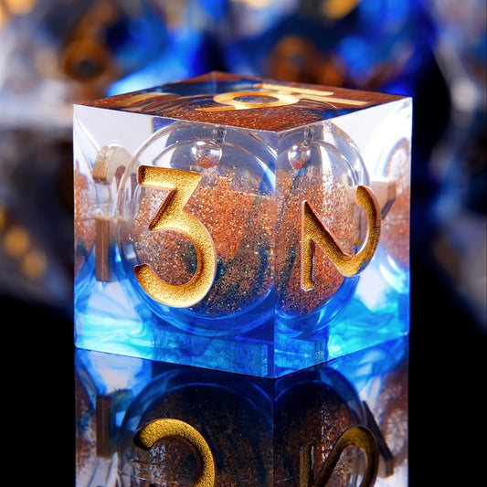 Sapphire Ember • 7-Piece Liquid Core Dice Set