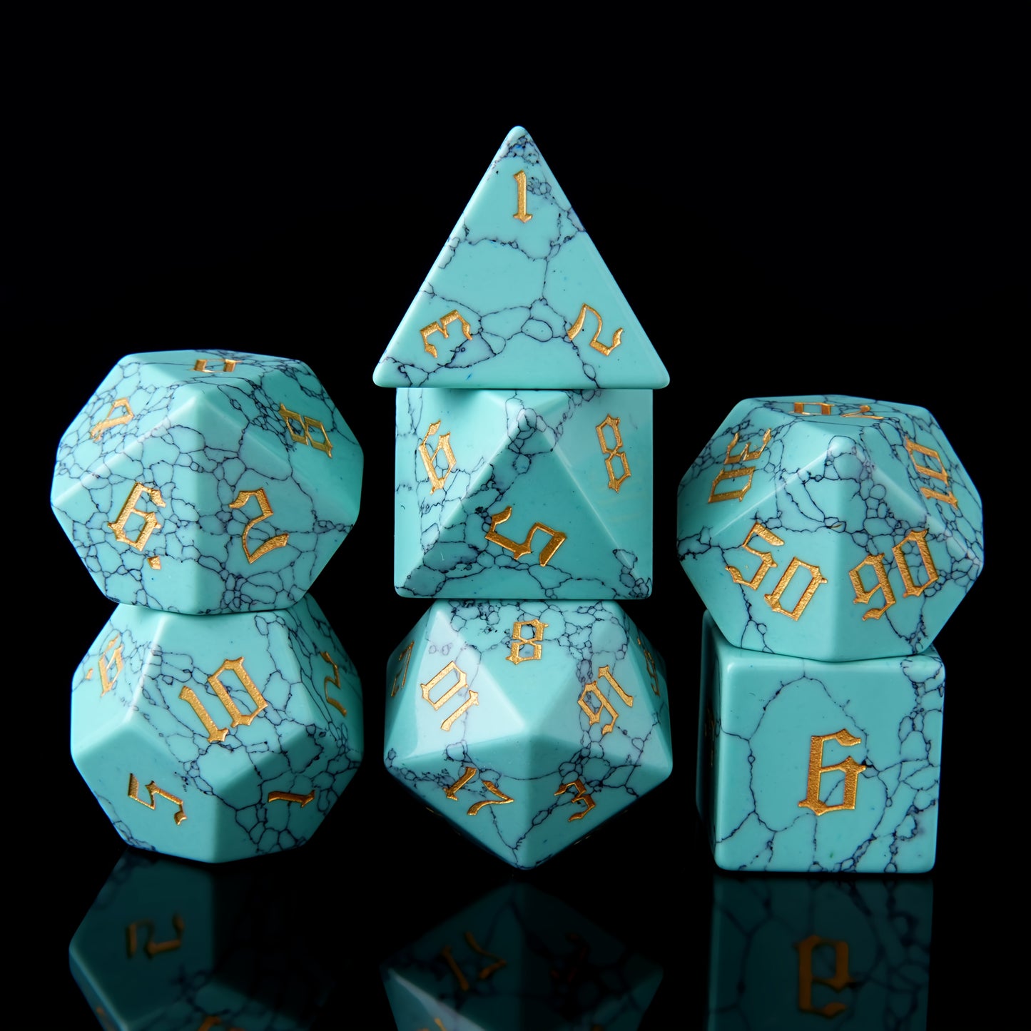 Celestial Wave • 7-Piece Gemstone Dice Set