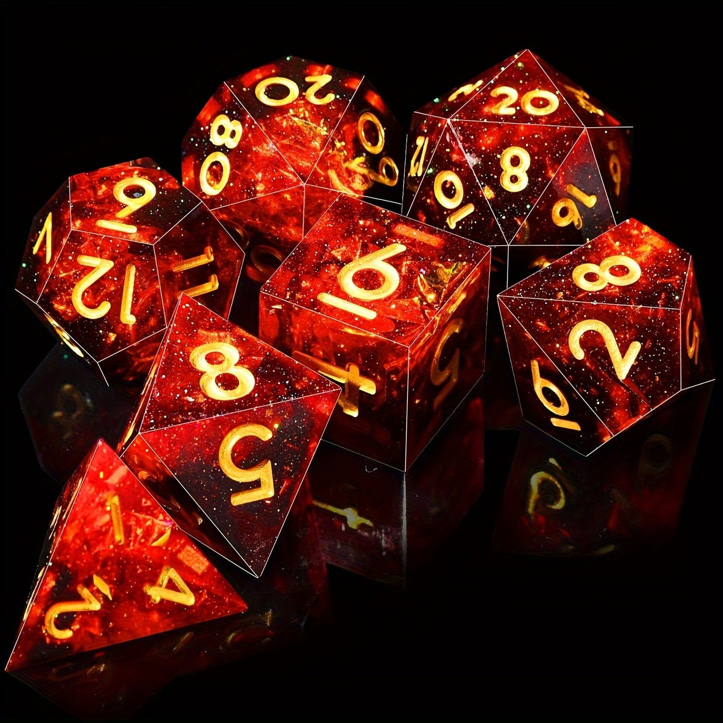 Phoenix Shard • 7-Piece Resin Dice Set