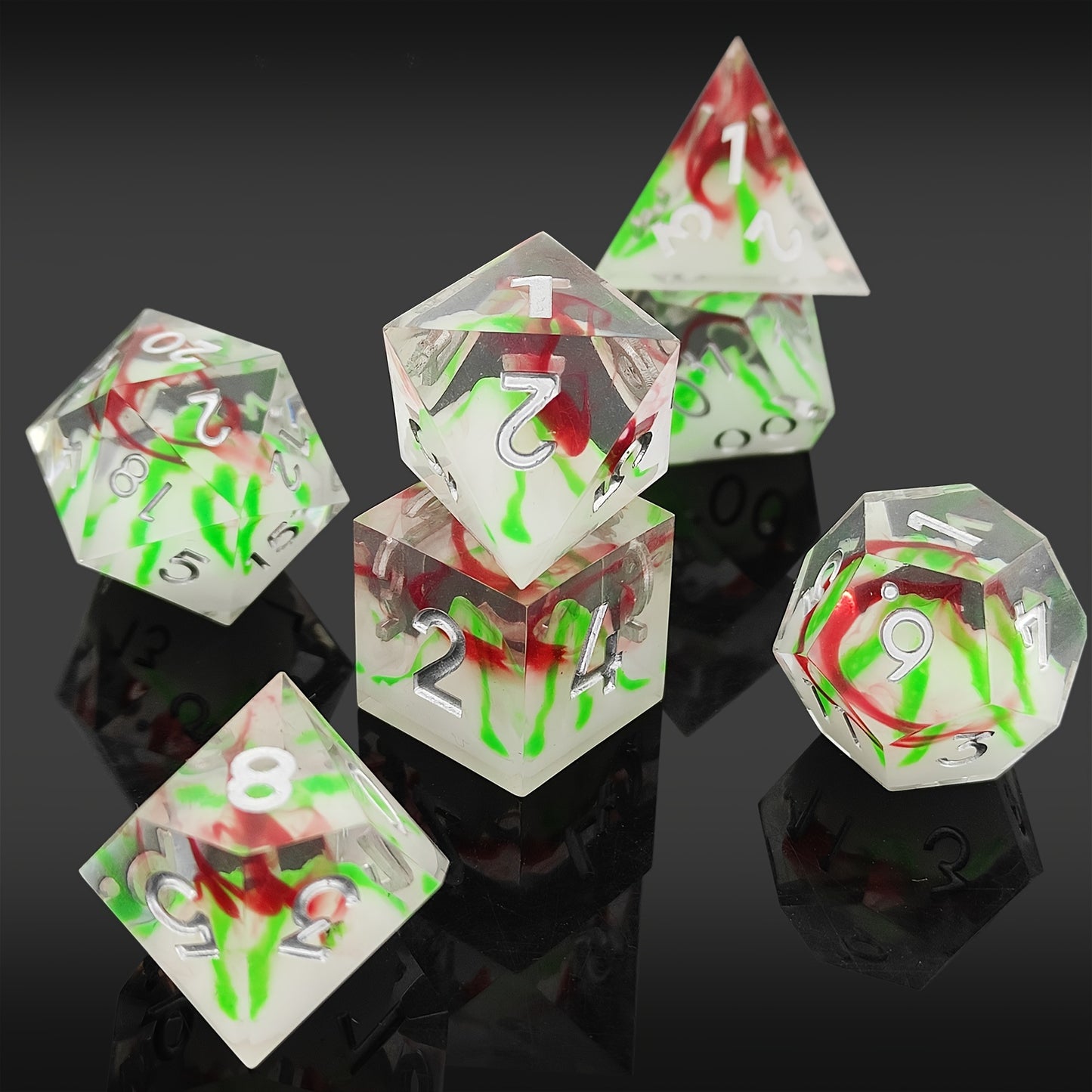 Festive Ember • 7-Piece Resin Dice Set