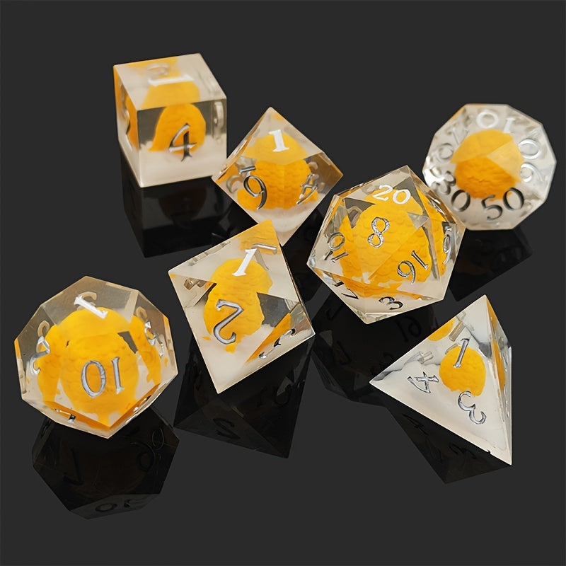 Citrine Gleam • 7-Piece Resin Dice Set