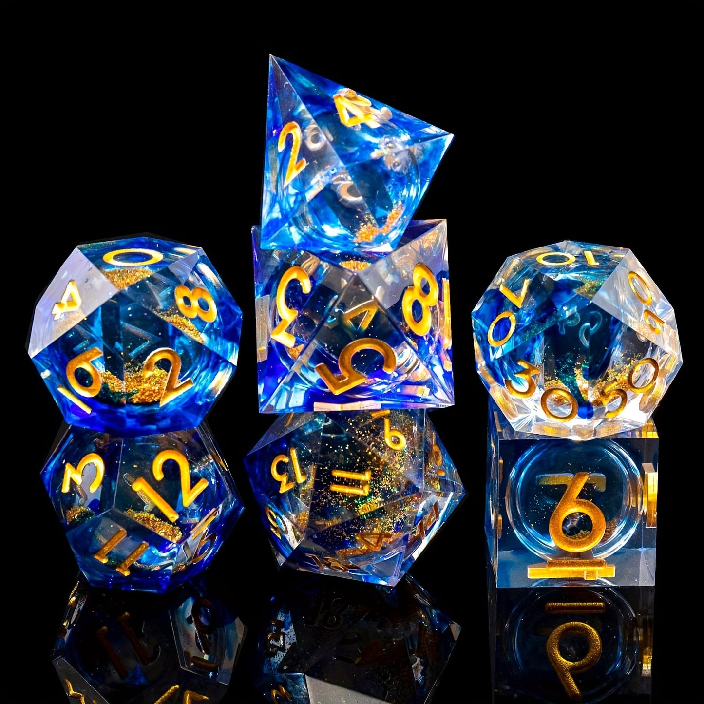 Sapphire Ember • 7-Piece Liquid Core Dice Set