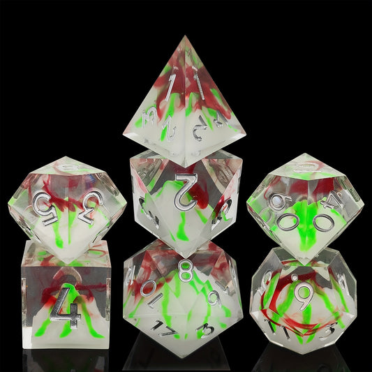 Festive Ember • 7-Piece Resin Dice Set