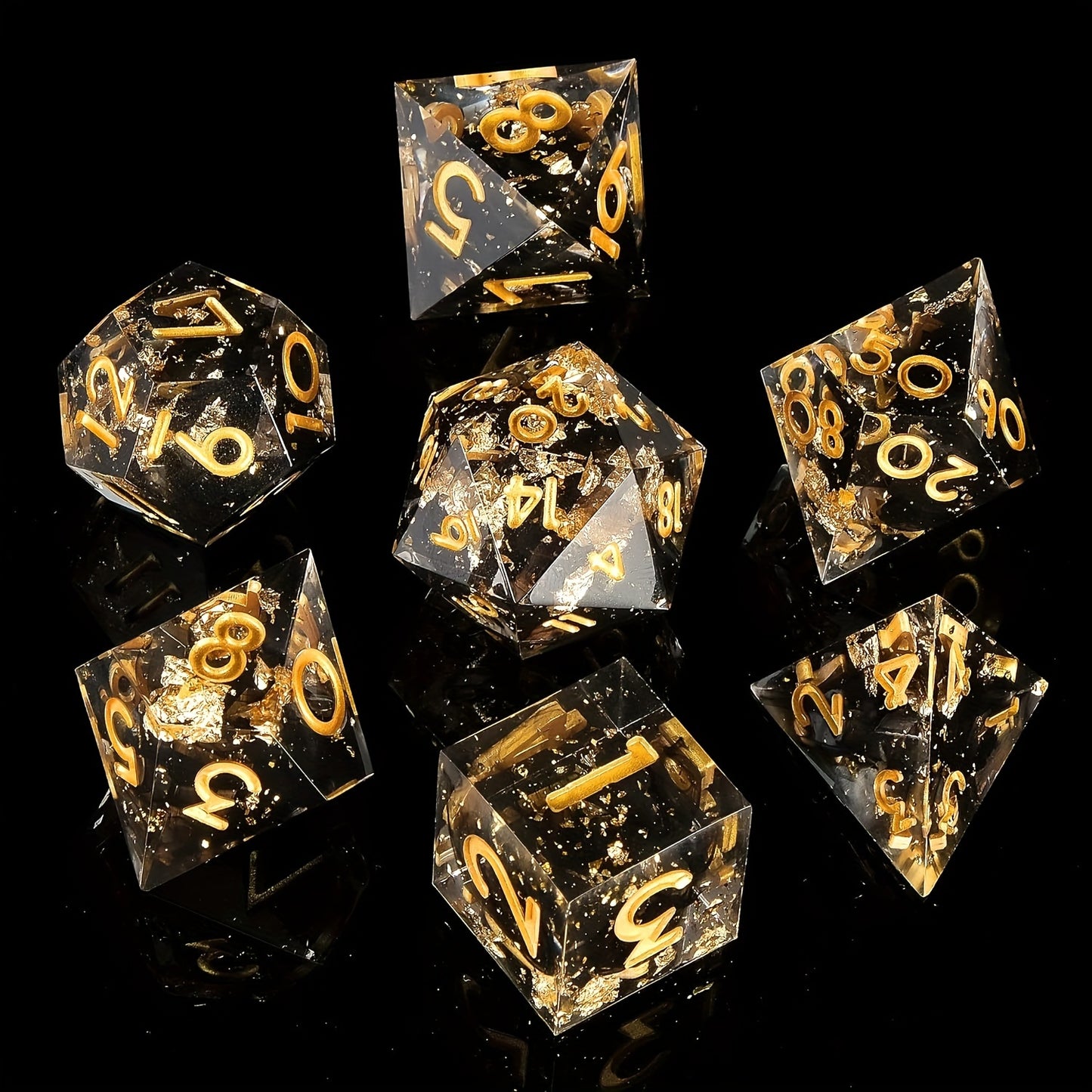 Golden Eclipse • 7-Piece Resin Dice Set