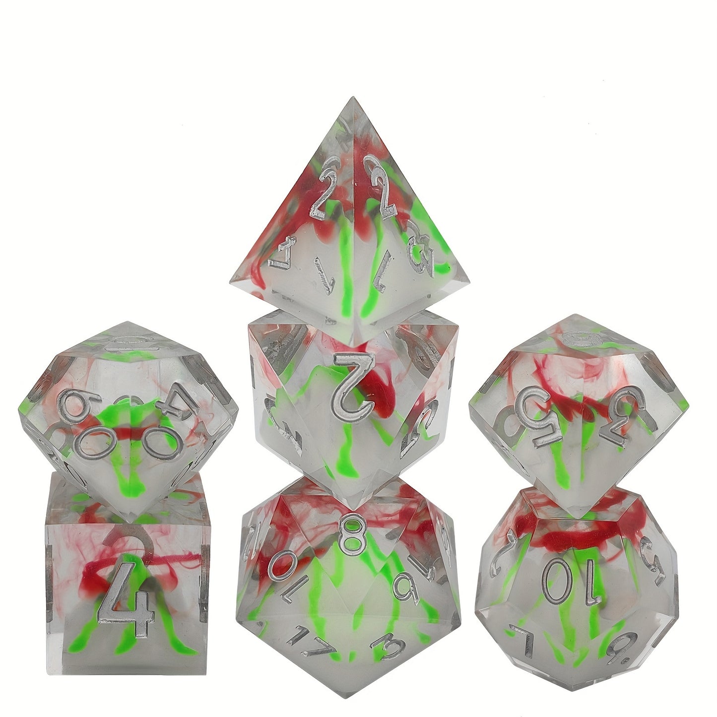 Festive Ember • 7-Piece Resin Dice Set