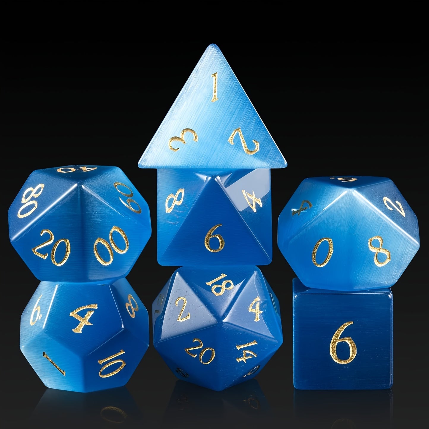 Tidecaller’s Crystal • 7-Piece Gemstone Dice Set