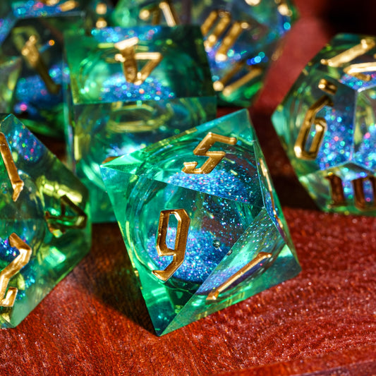 Neon Tides • 7-Piece Liquid Core Dice Set