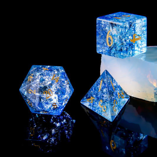 Frozen Nebula • 7-Piece Glass Dice Set